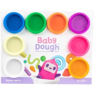 Игрушки для детей старше одного года с маркировкой "BABY DOUGH": тесто для лепки, 8 цветов, яркие