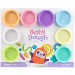 Игрушки для детей старше одного года с маркировкой "BABY DOUGH": тесто для лепки, 8 цветов, пастельн