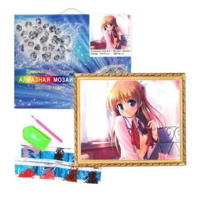 Алмазная мозаика " Аниме", полная выкладка, на подрамнике, 30*40 см