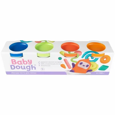 Игрушки для детей старше одного года с маркировкой "BABY DOUGH": тесто для лепки, 4 цвета, №2