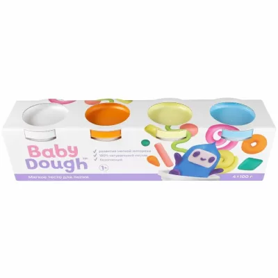 Игрушки для детей старше одного года с маркировкой "BABY DOUGH": тесто для лепки, 4 цвета, №4