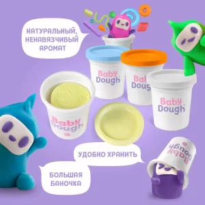 Игрушки для детей старше одного года с маркировкой "BABY DOUGH": тесто для лепки, 4 цвета, №4