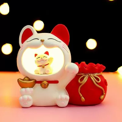 Ночник - подставка для канцелярских принадлежностей «Lucky two Cat»