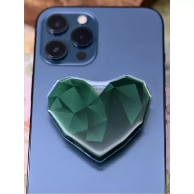 Попсокет "Gold heart", green