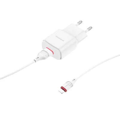 СЗУ Borofone BA48A 2,1A с кабелем Lightning белый