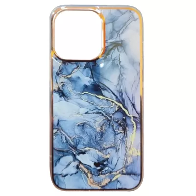 Чехол iP 13 Pro Max Marble Line (Siera Blue)