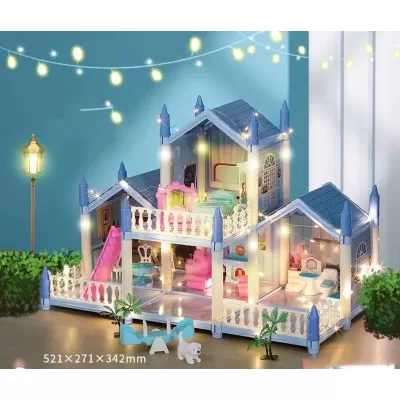 Кукольный домик с подсветкой 5 комнат синий