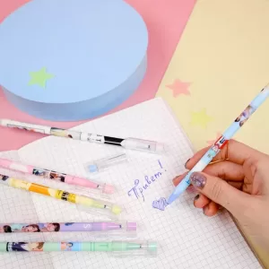 Набор ручек "K-pop" BTS №21027, 12 шт, со стирающими чернилами и стирашка (синий)