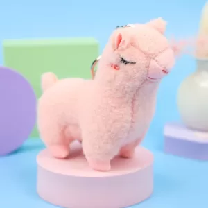 Мягкий брелок "Лама" розовый 12 см