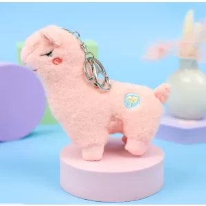 Мягкий брелок "Лама" розовый 12 см