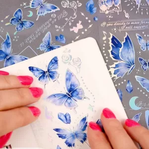 Набор наклеек "Butterfly" Drowning in the sea, синий, 3 листа