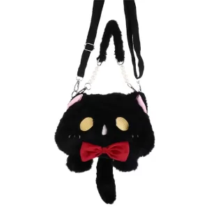 Сумка плюшевая "Котик с хвостиком" черный