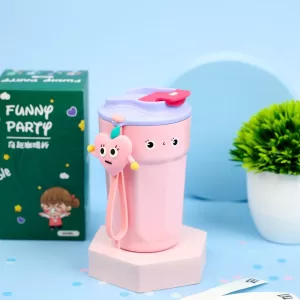 Термос "Happy" Funny party с сердечком, розовый, 450мл