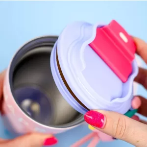 Термос "Happy" Funny party с сердечком, розовый, 450мл