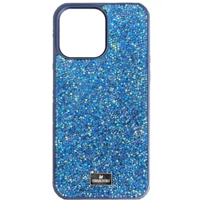 Чехлы для iPhone 14 PRO MAX "SWAROVSKI" (Dark blue)