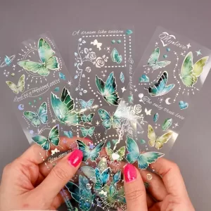 Набор наклеек "Butterfly" Withered Leaf, зеленый, 3 листа