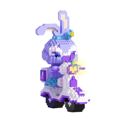 Конструктор 3D Зайчик на скутере с подсветкой 1413 деталей