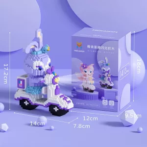 Конструктор 3D Зайчик на скутере с подсветкой 1413 деталей