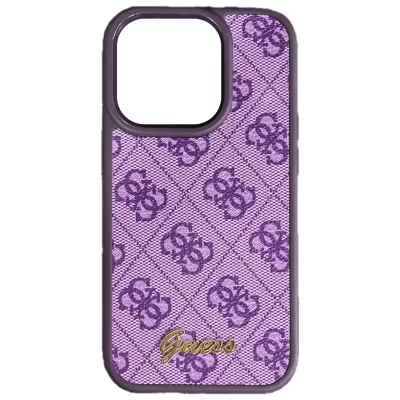 Чехол iP 14 Pro GS Stripe Metal Logo (Purple)
