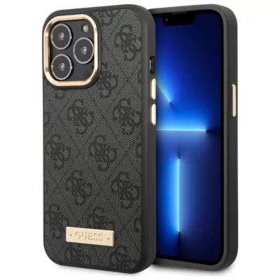 Чехол iP 14 Pro Plate Metal Logo (Black)