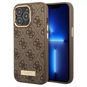 Чехол iP 15 Pro Max Plate Metal Logo (Brown)
