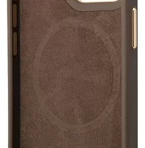Чехол iP 14 Pro Max Plate Metal Logo (Brown)