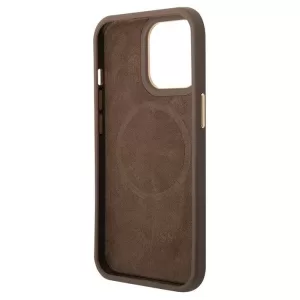 Чехол iP 15 Pro Plate Metal Logo (Brown)
