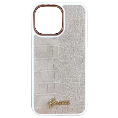 Чехол iP 15 Pro Max GS Croco with Metal Logo (Grey)