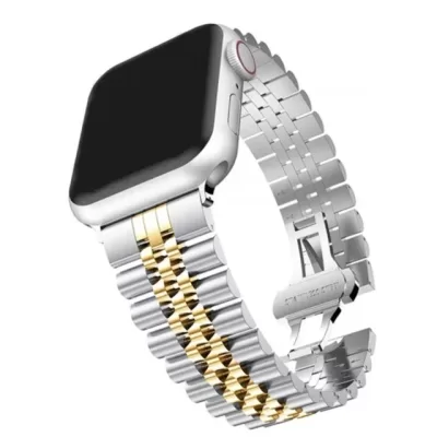 Ремешок Apple Watch Metal Block REGAL TRIPLE LINK SERIES 42-44-45-49mm (Silver-Gold)