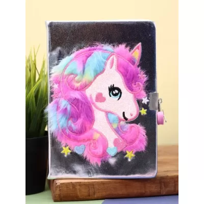 Блокнот плюшевый "Beautiful unicorn", silver