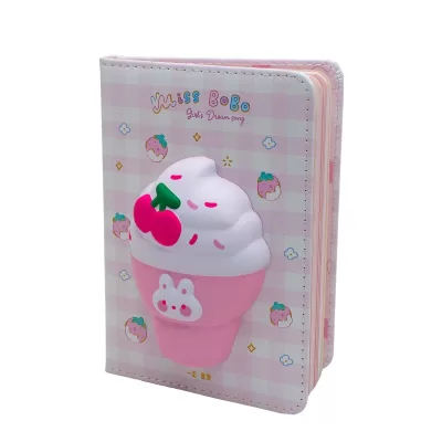 Блокнот со сквишем Мороженка Miss Bobo формат А6 розовый