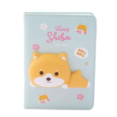 Блокнот со сквишем Шиба Ину Lazy Shiba формат А6 голубой