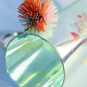 Пенал Русалочка круглый с помпоном голубой перламутр