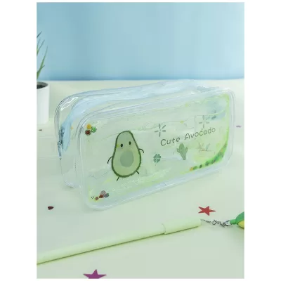 Пенал с жидкостью и блестками Авокадо без косточки прозрачный