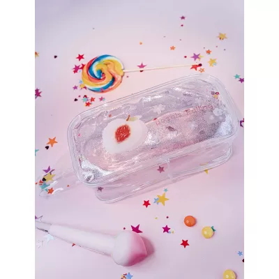 Пенал с жидкостью и блестками Персик с косточкой прозрачный