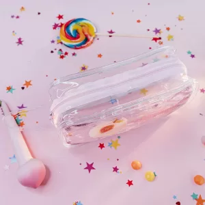 Пенал с жидкостью и блестками Персик с косточкой прозрачный