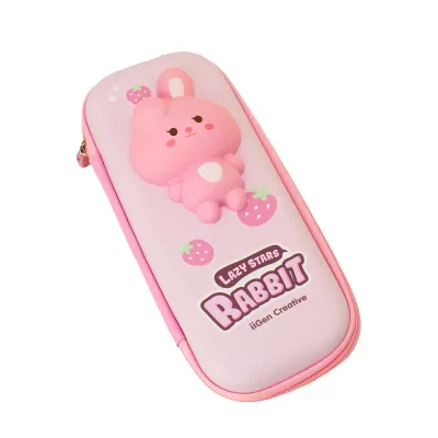 Пенал школьный со сквишем Кролик розовый