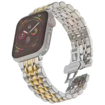 Ремешок Apple Watch Metal Block DANTE SERIES 42-44-45-49mm (Silver-Gold)