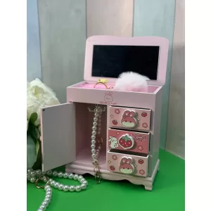 Шкатулка для украшений Зайка с тремя ящиками и дверцей