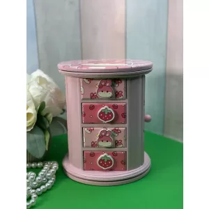 Шкатулка для украшений Зайка цилиндрической формы с тремя ящиками