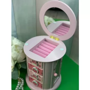 Шкатулка для украшений Зайка цилиндрической формы с тремя ящиками