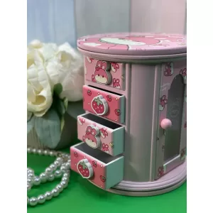 Шкатулка для украшений Зайка цилиндрической формы с тремя ящиками