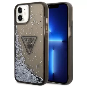 Чехол iP 11 Liquid glitter Triangle logo Hard Translucent (Black)