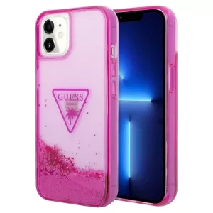Чехол iP 11 Liquid glitter Triangle logo Hard Translucent (Pink)
