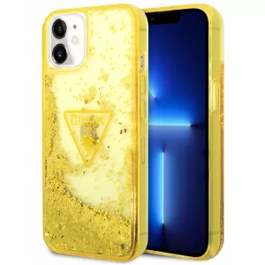 Чехол iP 11 Liquid glitter Triangle logo Hard Translucent (Yellow)