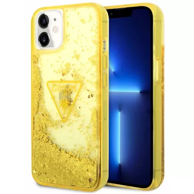 Чехол iP 11 Liquid glitter Triangle logo Hard Translucent (Yellow)