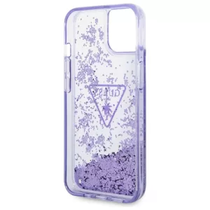 Чехол iP 13/14 Liquid glitter Triangle logo Hard Translucent (Purple)