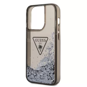 Чехол iP 13 Pro Max Liquid glitter Triangle logo Hard Translucent (Black)