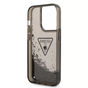 Чехол iP 13 Pro Max Liquid glitter Triangle logo Hard Translucent (Black)
