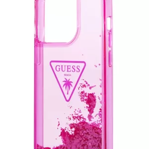 Чехол iP 13 Pro Liquid glitter Triangle logo Hard Translucent (Pink)